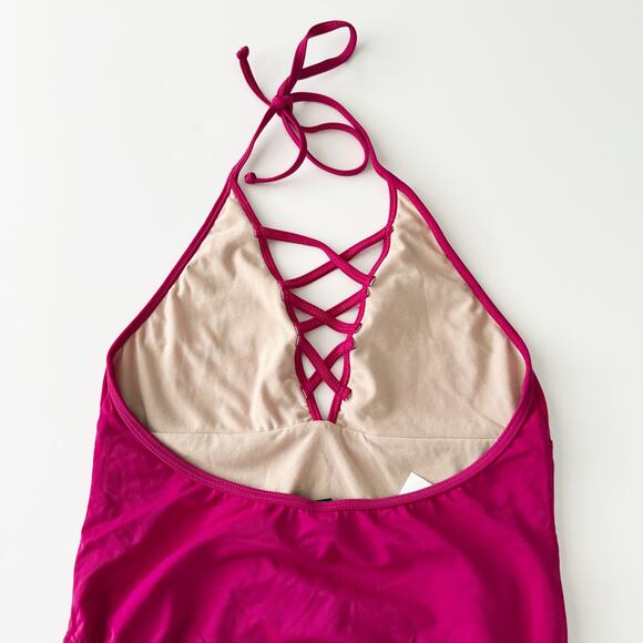 [Frederick's of Hollywood] Fuchsia Pink Sunset One-Piece Swimsuit NWT Sz Large L - Picture 4 of 9